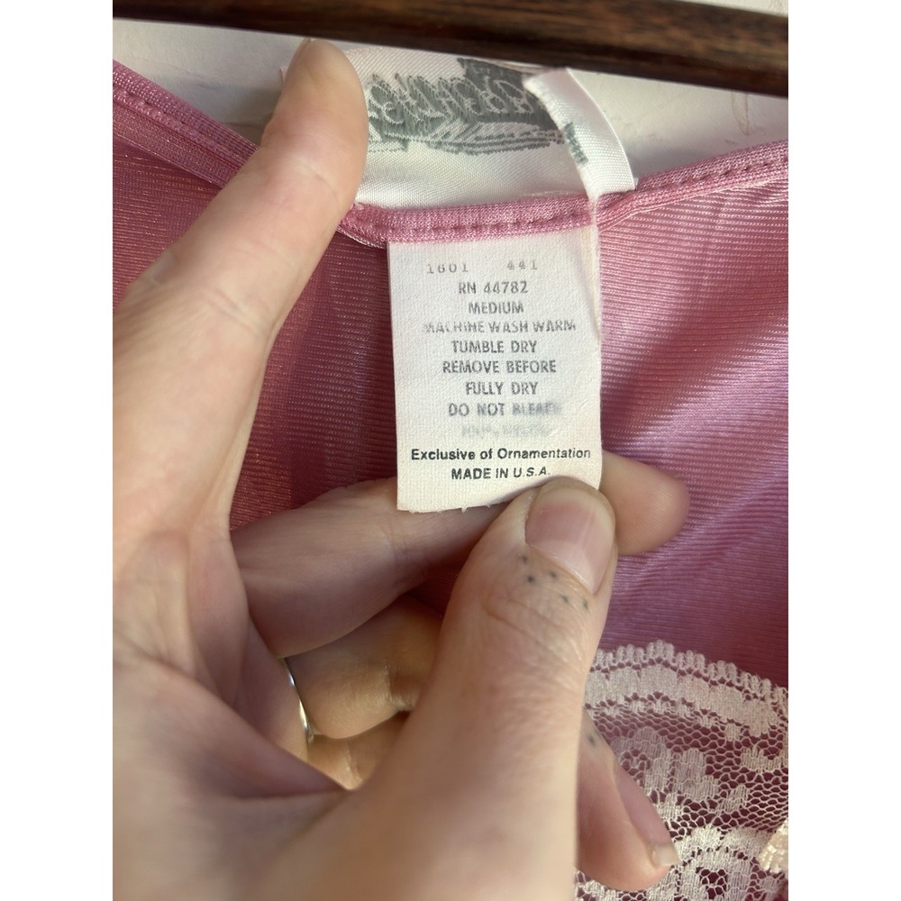 Vintage Featherbed‎ Pink Maxi Nightgown Dress M Dainty Coquette Lace Victorian - Picture 4 of 8